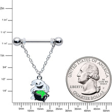Load image into Gallery viewer, 14G 5/8 Ghost Goo Cauldron Halloween Chain Dangle Nipple Ring Set
