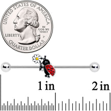 Load image into Gallery viewer, 14G Gold Tone Spike UV Ladybug Industrial Barbell 38mm Set of 3
