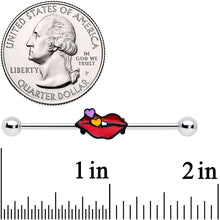 Load image into Gallery viewer, 14G Black Cone End Lips Heart Industrial Barbell 38mm Set of 2
