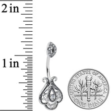 Load image into Gallery viewer, Clear Gem Art Deco Oval Scrollwork Double Mount Belly Ring

