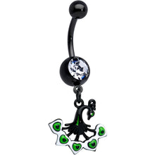 Load image into Gallery viewer, Clear Gem Black Pretty Peacock Dangle Belly Ring
