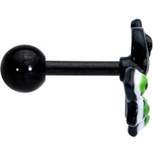 Load image into Gallery viewer, 16G 1/4 Black Green Perfect Peacock Cartilage Tragus Earring
