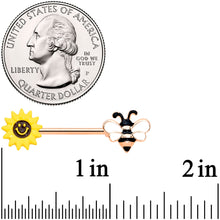 Load image into Gallery viewer, 14G 9/16 Rose Gold Hue Bee Smiley Sunflower Nipple Ring Set
