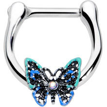 Load image into Gallery viewer, 16G 5/16 Aurora Gem Colorful Butterfly Glam Cartilage Clicker
