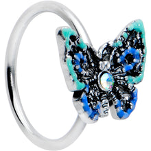 Load image into Gallery viewer, 20G 5/16 Aurora Gem Colorful Glam Butterfly Nose Hoop
