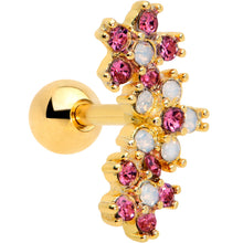Load image into Gallery viewer, 16G 1/4 White Faux Opal Gold Tone Bunch Flowers Cartilage Tragus
