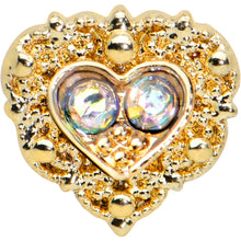 Load image into Gallery viewer, 20G 1/4 Aurora Gem Baroque Golden Heart Nose Bone
