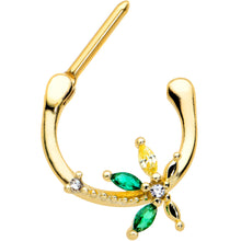 Load image into Gallery viewer, 16G 5/16 Clear Green Gem Gold Tone Palm Tree Cartilage Clicker
