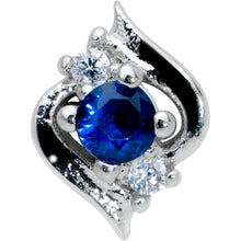 Load image into Gallery viewer, 16G 1/4 Clear Blue Gem Oval Swirl Cartilage Tragus Earring
