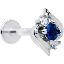 Load image into Gallery viewer, 16G 5/16 Clear Blue Gem Oval Swirl Labret Monroe Tragus
