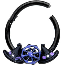 Load image into Gallery viewer, 16G 3/8 Black Spider Web Witch Hat Halloween Hinged Segment Ring
