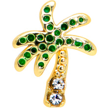 Load image into Gallery viewer, 16G 1/4 Clear Gem Gold Tone Retro Palm Tree Cartilage Tragus
