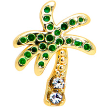 Load image into Gallery viewer, 16G 5/16 Clear Gem Gold Tone Retro Palm Tree Labret Monroe Tragus
