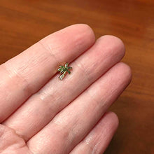 Load image into Gallery viewer, 16G 5/16 Clear Gem Gold Tone Retro Palm Tree Labret Monroe Tragus
