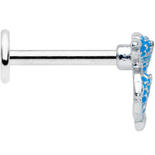 Load image into Gallery viewer, 16G 5/16 Black Gem Blue Leaping Dolphins Labret Monroe Tragus
