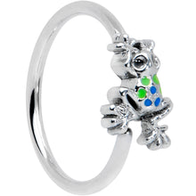 Load image into Gallery viewer, 20G 5/16 Black Gem Polka Dot Blue Green Frog Nose Hoop
