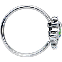 Load image into Gallery viewer, 20G 5/16 Black Gem Polka Dot Blue Green Frog Nose Hoop
