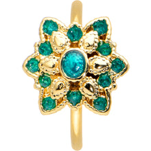 Load image into Gallery viewer, 20G 5/16 Blue Gem Gold Tone Snowflake Nose Hoop
