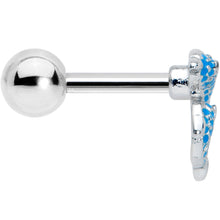 Load image into Gallery viewer, 16G 1/4 Black Gem Blue Leaping Dolphins Cartilage Tragus Earring
