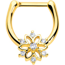 Load image into Gallery viewer, 16G 6.9mm Clear Gold Tone Flower Snowflake Christmas Cartilage Clicker
