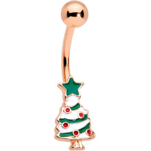 Load image into Gallery viewer, Red Gem Rose Gold Tone Snowman Christmas Spiral Belly Ring Set of 3
