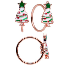 Load image into Gallery viewer, 20G 1/4  5/16 Red Gem Rosy Tone Christmas Nose Bone Hoop Set of 4
