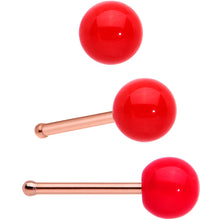 Load image into Gallery viewer, 20G 1/4  5/16 Red Gem Rosy Tone Christmas Nose Bone Hoop Set of 4
