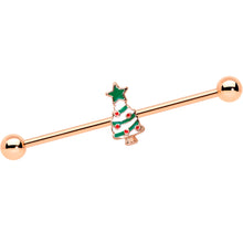 Load image into Gallery viewer, 14G Red Gem Snowman Christmas Industrial Barbell 38mm Set of 2
