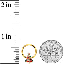 Load image into Gallery viewer, 16G 3/8 Dazzline Gem Gold Tone Christmas Tree Hinged Segment Ring
