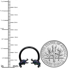 Load image into Gallery viewer, 16G 3/8 Black Fantasy Faerie Wings Horseshoe Circular Barbell
