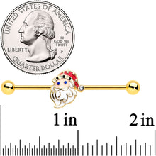 Load image into Gallery viewer, 14G Gold Tone Blue Eyed Santa Christmas Industrial Barbell 38mm
