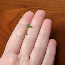 Load image into Gallery viewer, 16G 5/16 Green Gem Gold Tone Hungry Alligator Curved Eyebrow Ring
