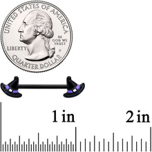 Load image into Gallery viewer, 14G 5/8 Black Purple Band Witch Hat Halloween Nipple Ring Set
