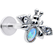 Load image into Gallery viewer, 16G 5/16 White Synthetic Opal Insect Labret Monroe Tragus
