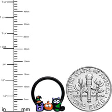 Load image into Gallery viewer, 16G 3/8 Black Boo Party Halloween Hinged Segment Ring
