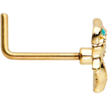Load image into Gallery viewer, 20G 7mm Gold Tone Hearts Butterfly L Shape Nose Ring
