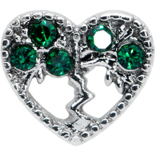 Load image into Gallery viewer, 16G 1/4 Green Gem Heart Tree Valentine Cartilage Tragus
