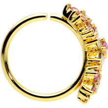 Load image into Gallery viewer, 20G 5/16 White Faux Opal Gold Tone Flowers Nose Hoop
