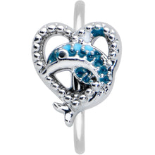 Load image into Gallery viewer, 20G 5/16 Textured Blue Dolphin Heart Nose Hoop
