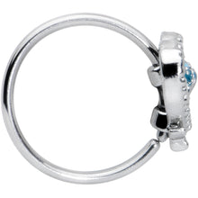 Load image into Gallery viewer, 20G 5/16 Textured Blue Dolphin Heart Nose Hoop
