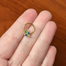 Load image into Gallery viewer, 16G 3/8 Purple Tourmaline Gold Tone Spray Hinged Segment Ring
