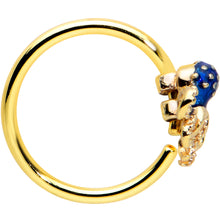 Load image into Gallery viewer, 20G 5/16 Gold Tone Textured Blue Octopus Nose Hoop
