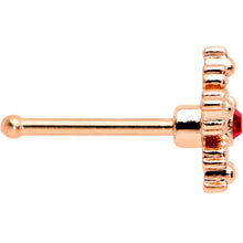 Load image into Gallery viewer, 20G 1/4 Red Gem Rose Gold Tone Textured Snowflake Nose Bone
