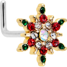Load image into Gallery viewer, 20G 7mm Aurora Gem Gold Tone Christmas Star L Shape Nose Ring
