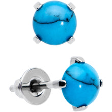Load image into Gallery viewer, 4mm Blue Turquoise Stone Implant Grade Titanium Stud Earrings
