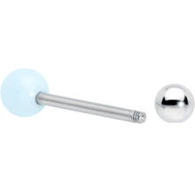 Load image into Gallery viewer, Light Blue Synthetic Aquamarine Barbell Tongue Ring
