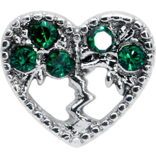 Load image into Gallery viewer, 20G 1/4 Green Gem Heart Tree Valentine Nose Bone
