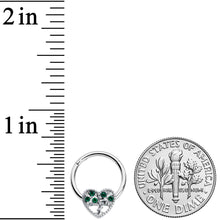 Load image into Gallery viewer, 16G 3/8 Green Gem Heart Tree Valentine Hinged Segment Ring
