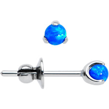 Load image into Gallery viewer, 3mm Blue Synthetic Opal Ball Implant Grade Titanium Stud Earrings
