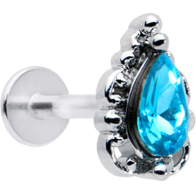 Load image into Gallery viewer, 16G 5/16 Blue Gem Art Deco Oval Labret Monroe Tragus
